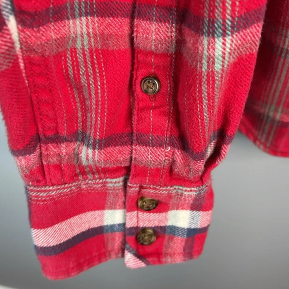 BURTON Mens DryRide Plaid Flannel Shirt Red White Blue Cotton Chest Pockets L - Picture 7 of 13